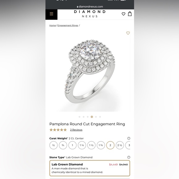 2.4 CT Center Diamond 14k White Gold Engagement Ring and Wedding Band Set - Picture 14 of 14